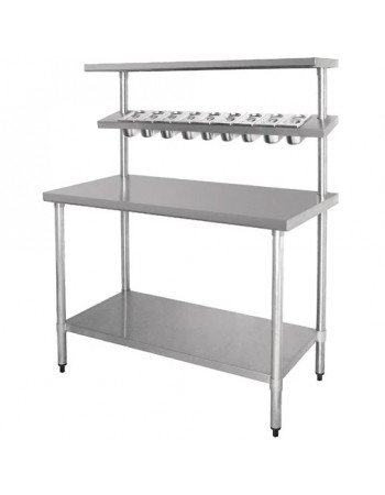 Stainless Steel Prep table 9 x GN1/9 & Top shelf & Undershelf | TurcoBazaar WTG60120