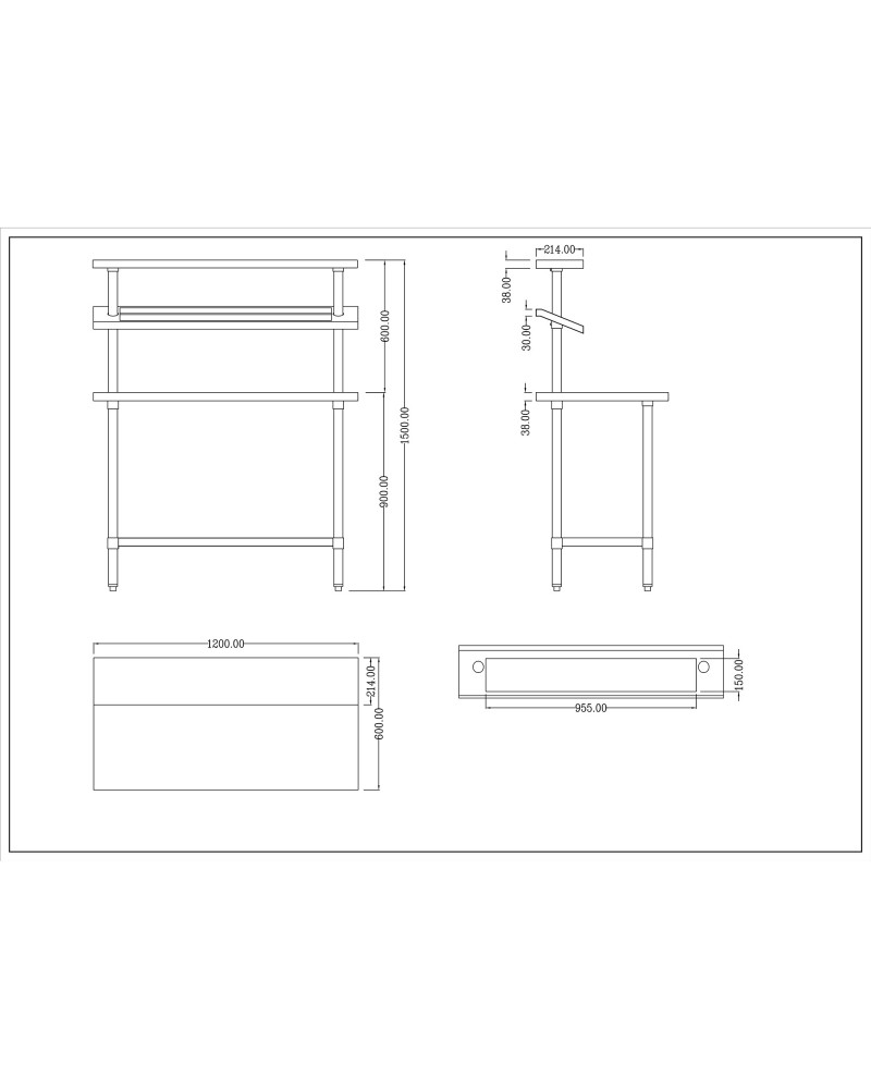 Stainless Steel Prep table 9 x GN1/9 & Top shelf & Undershelf | TurcoBazaar WTG60120