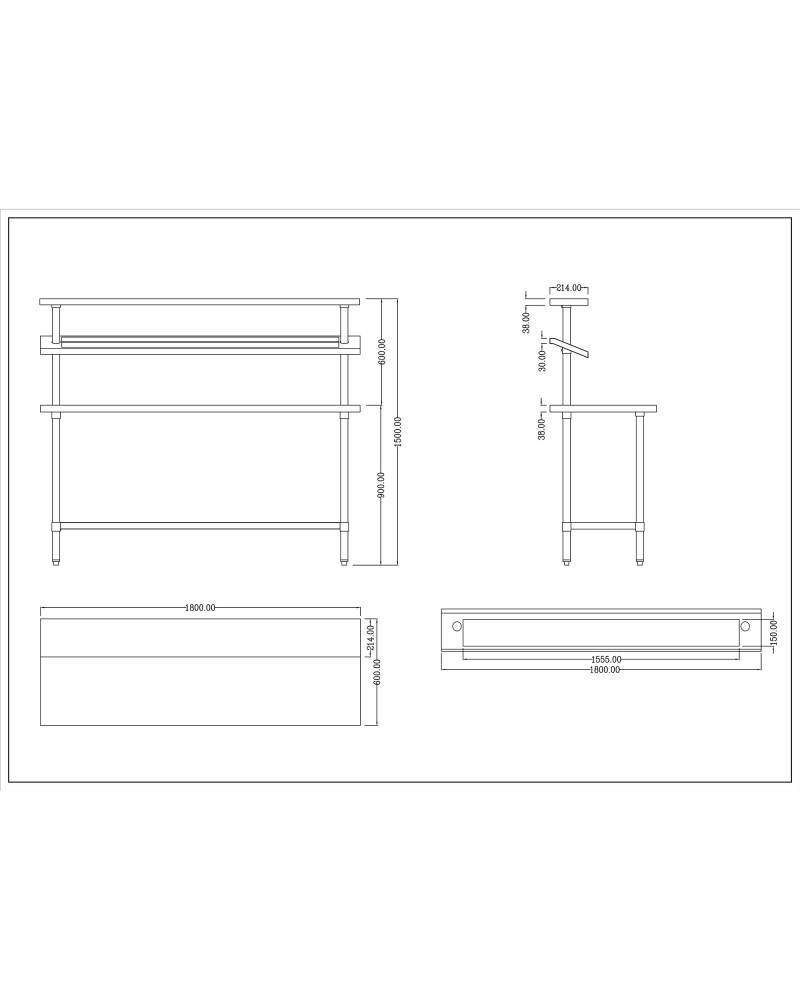 Stainless Steel Prep table 14 x GN1/9 & Top shelf & Undershelf | TurcoBazaar WTG60180
