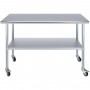 Commercial Mobile Stainless Steel Work Table Bottom shelf 1200x600x900mm | TurcoBazaar WT60120GMOBILE