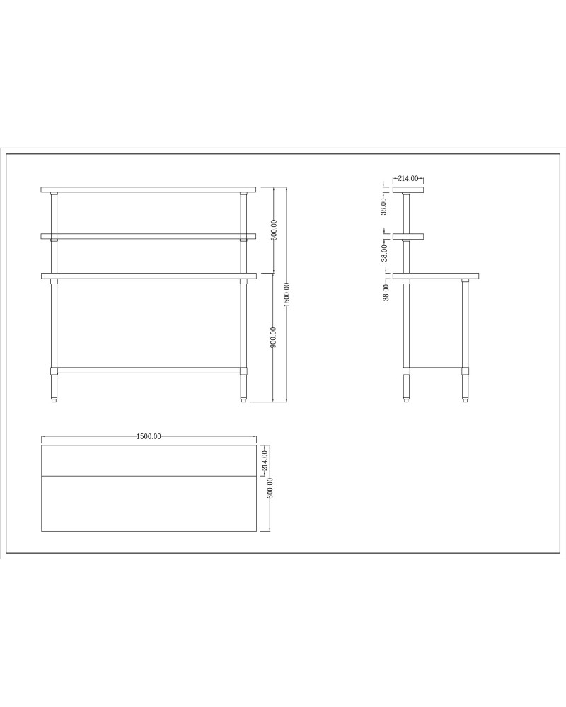 Stainless Steel Prep table 1500mm Width 2 x Top Shelf & 1 x Undershelf | TurcoBazaar WTS60150