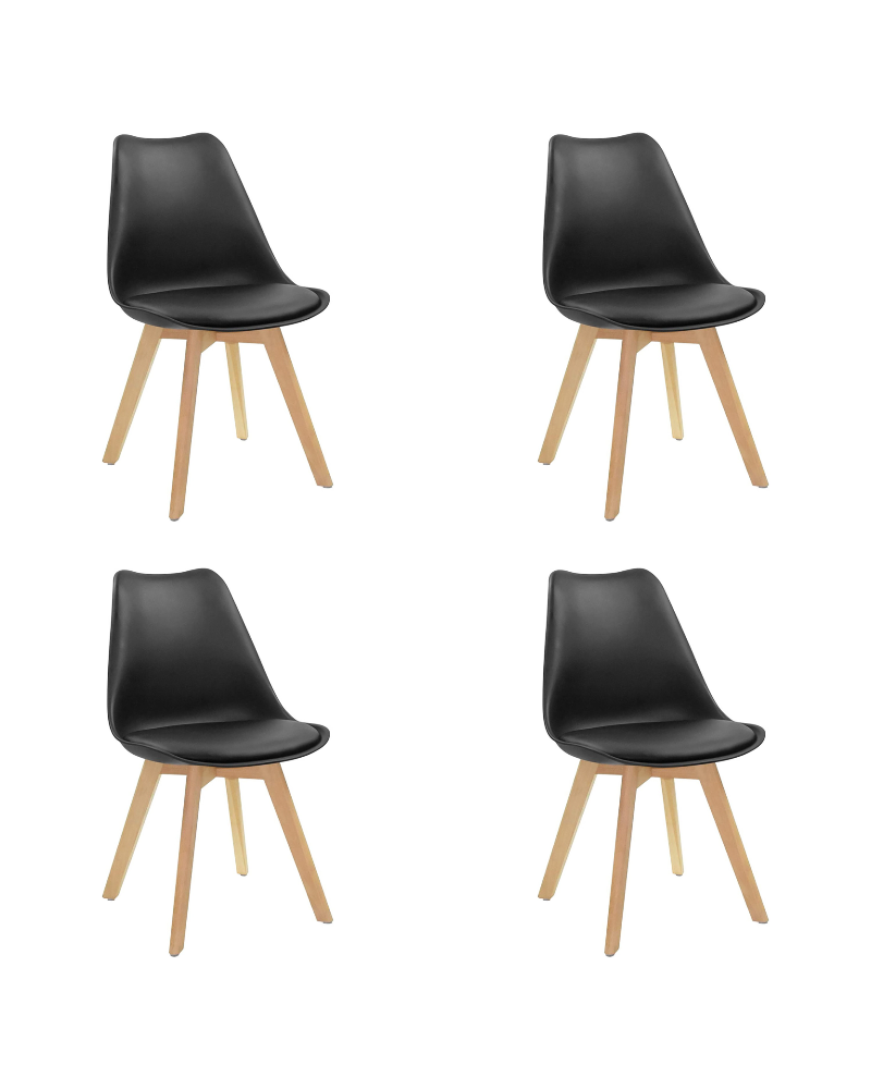 Side Dining Chair Padded seat Black - Set of 4 | TurcoBazaar WW003B