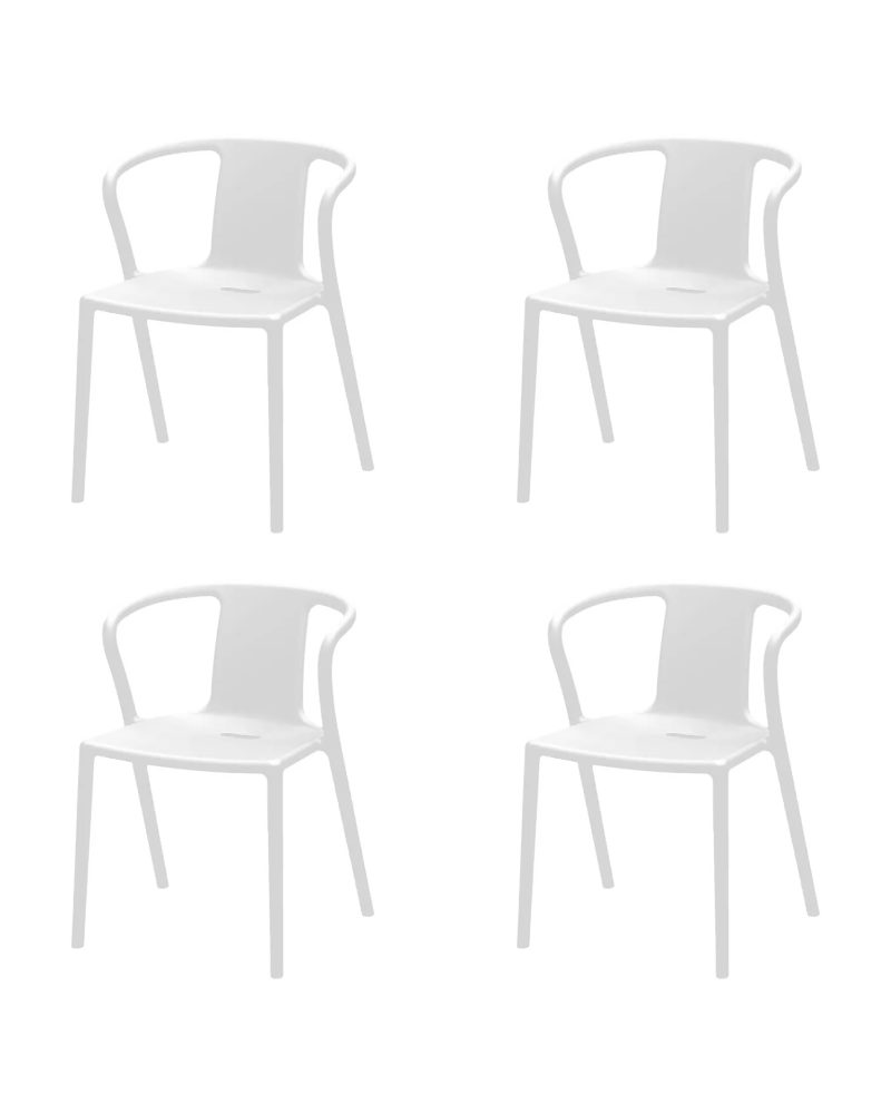 Bistro Dining Chair Plastic White Indoors & Outdoors - Set of 4 | TurcoBazaar WW037WHITE Bistro Dining Chair Plastic White Indoors & Outdoors - Set of 4 | TurcoBazaar WW037WHITE