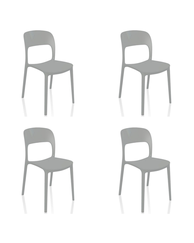 Bistro Dining Chair Plastic Grey Indoors & Outdoors - Set of 4 | TurcoBazaar WW053GREY