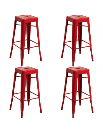 High Bar stool Steel Red Indoors - Set of 4 | TurcoBazaar WW165RED