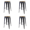 High Bar stool with Wooden Seat Dark Grey Indoors - Set of 4 | TurcoBazaar WW166DG
