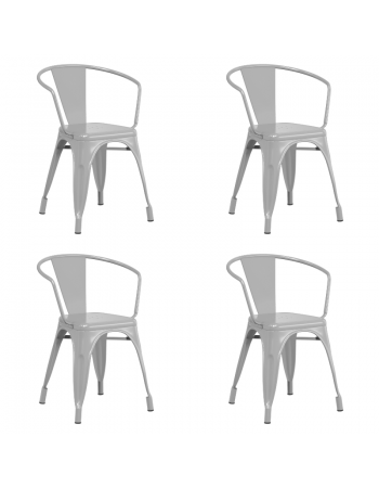Bistro Dining Chair Steel Grey Indoors - Set of 4 | TurcoBazaar WW167G