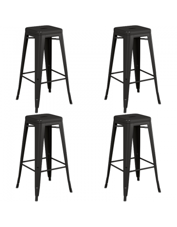 High Bar Stool Steel Black Indoors - Set of 4 | TurcoBazaar WW61