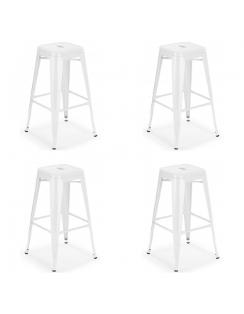 High Bar stool Steel White Indoors - Set of 4 | TurcoBazaar WW61WHITE