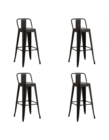High Bar Stool Steel Black with Backrest Indoors | TurcoBazaar WW62