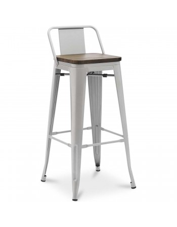 High Bar Stool Light Grey with Wooden Seat and Backrest Indoors - Set of 4 | TurcoBazaar WW62BGREY High Bar Stool Light Grey with Wooden Seat and Backrest Indoors - Set of 4 | TurcoBazaar WW62BGREY