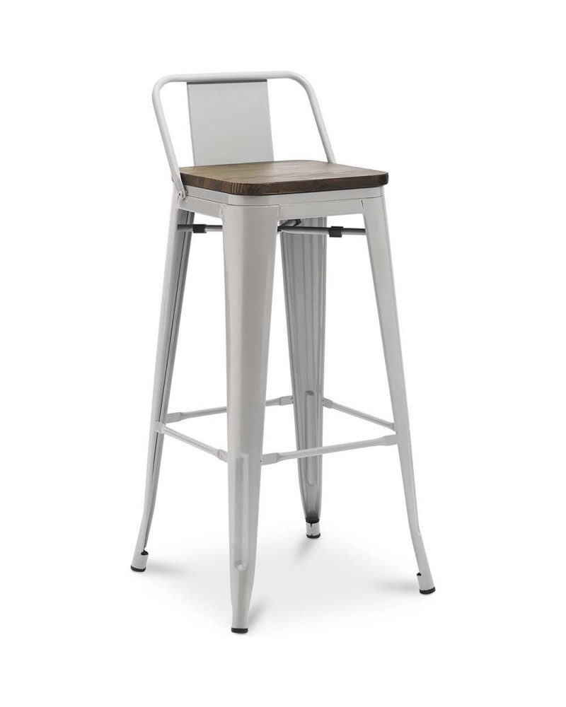 High Bar Stool Light Grey with Wooden Seat and Backrest Indoors - Set of 4 | TurcoBazaar WW62BGREY High Bar Stool Light Grey with Wooden Seat and Backrest Indoors - Set of 4 | TurcoBazaar WW62BGREY