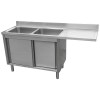 Stainless Steel Double Bowl Sink Unit with Right Drainer & Cabinet 1800×600×950mm | TurcoBazaar YLC186SBL2