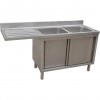 Stainless Steel Double Bowl Sink Unit with Left Drainer & Cabinet 1800×600×950mm | TurcoBazaar YLC186SBR2