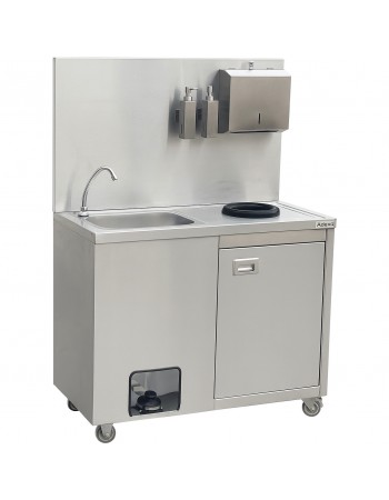 Mobile Stainless Steel Hygiene Station with Pedal Faucet & Waste Bin 1000x500x1350mm | TurcoBazaar YLSYT105