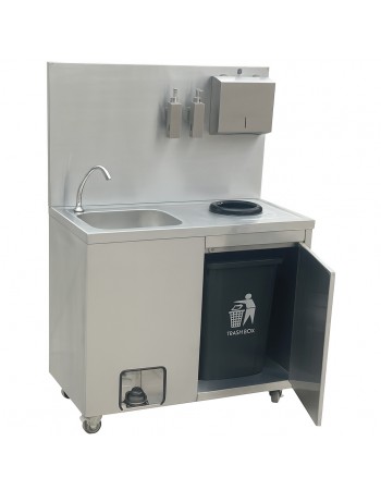Mobile Stainless Steel Hygiene Station with Pedal Faucet & Waste Bin 1000x500x1350mm | TurcoBazaar YLSYT105 Mobile Stainless Steel Hygiene Station with Pedal Faucet & Waste Bin 1000x500x1350mm | TurcoBazaar YLSYT105