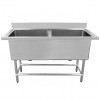 Commercial Pot Wash Sink Stainless steel 2 bowl 1410x600x900mm Round legs | TurcoBazaar YSA260141201