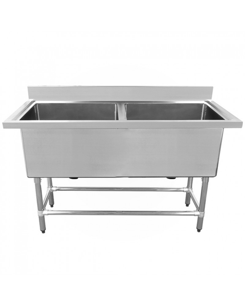 Commercial Pot Wash Sink Stainless steel 2 bowl 1410x600x900mm Round legs | TurcoBazaar YSA260141201