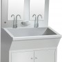 Commercial Stainless Steel Double Scrub Sink with Mirrors, Pedal Controls & Dual Faucets 1200x600x1800mm | TurcoBazaar YYKY1261