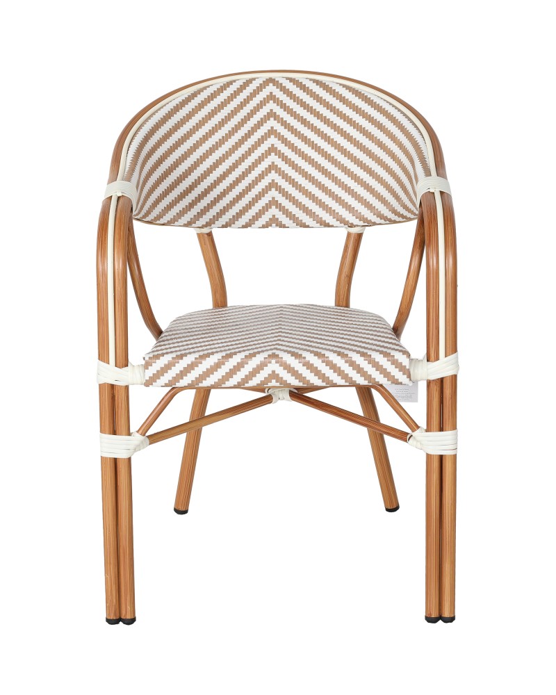 Bistro Teslin Chair Double Tube Aluminium White & Beige - Set of 4 | TurcoBazaar ZF3004CWOOD