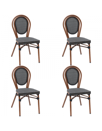 Bistro Teslin Chair Aluminium Brown & Wood - Set of 4 | TurcoBazaar ZF3007CBROWNWOOD