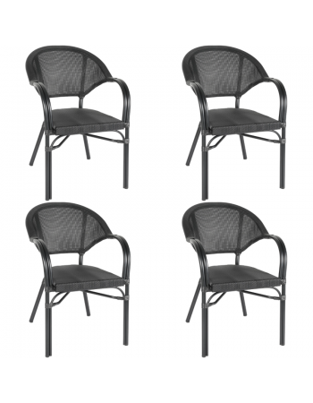 Bistro Teslin Chair Double Tube Aluminium Black - Set of 4 | TurcoBazaar ZF3022CBLACK