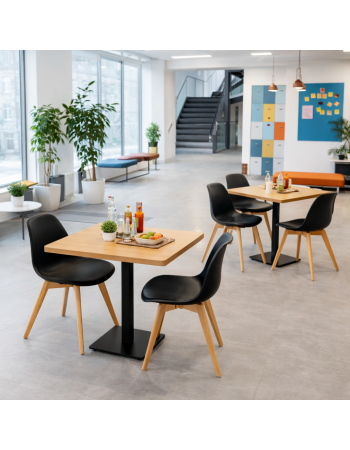 Bistro Dining Chair PP Seat with Beech Wood Legs Black - Set of 4 | TurcoBazaar HYL053D1