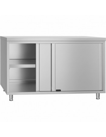 Commercial Stainless Steel Sliding Door Work Table Cabinet 1000x600x850mm | TurcoBazaar QNH314