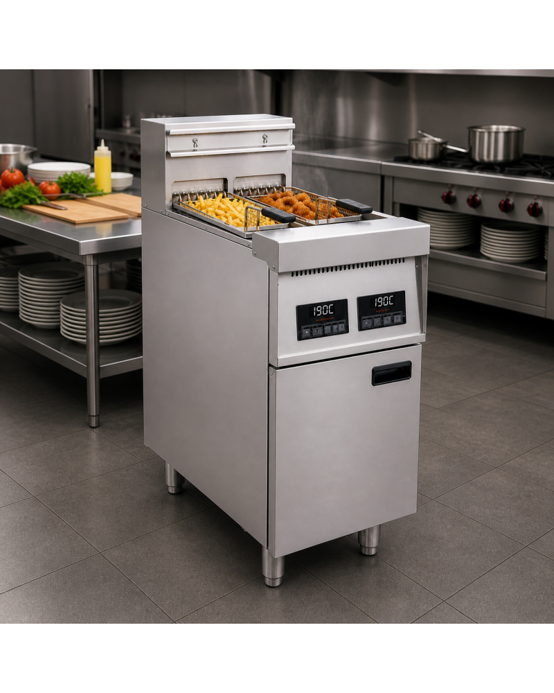 Professional Free Standing Electric Fryer Double Tank 2 x 14L 400x800x1100 mm | TurcoBazaar EF9C2 Professional Free Standing Electric Fryer Double Tank 2 x 14L 400x800x1100 mm | TurcoBazaar EF9C2
