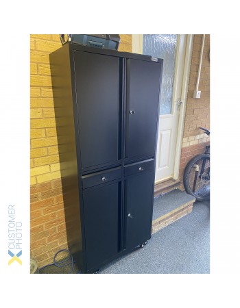 Commercial Mobile Black Steel Cabinet 4 Doors 2 Drawers 760x380x1800mm | TurcoBazaar SART210