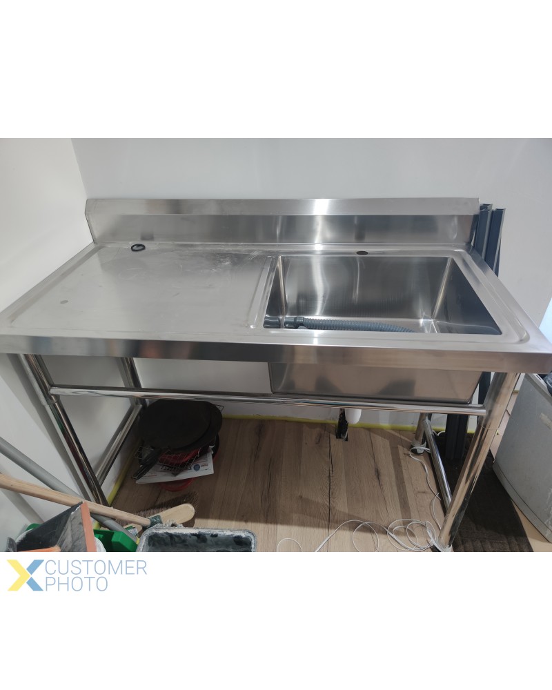 Commercial Sink Stainless steel 1200x600x900mm 1 bowl Right Splashback | TurcoBazaar SINK12060RIGHT