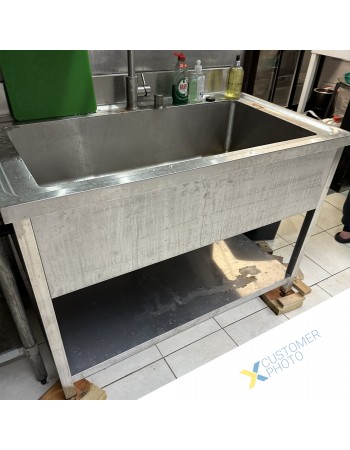 Commercial Pot Wash Sink Stainless steel 1 bowl Bottom shelf Splashback 1200mm Depth 700mm | TurcoBazaar VS127BS