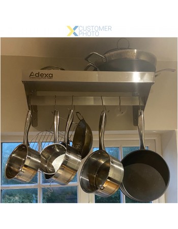 Wall shelf with Pot rack 6 hooks Stainless steel 600x300x254mm | TurcoBazaar WHPR603025 Wall shelf with Pot rack 6 hooks Stainless steel 600x300x254mm | TurcoBazaar WHPR603025