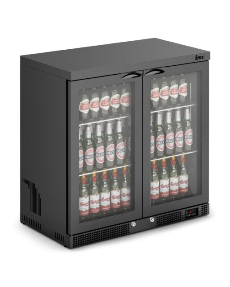F77/250/B - IMC Mistral M90 Bottle Cooler [Front Load] - Glass Door - Black Painted Frame - H 900 mm - W 900 mm - 0.232 kW