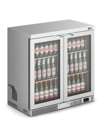F77/250 - IMC Mistral M90 Bottle Cooler [Front Load] - Glass Door - Stainless Steel Frame - H 900 mm - W 900 mm - 0.232 kW