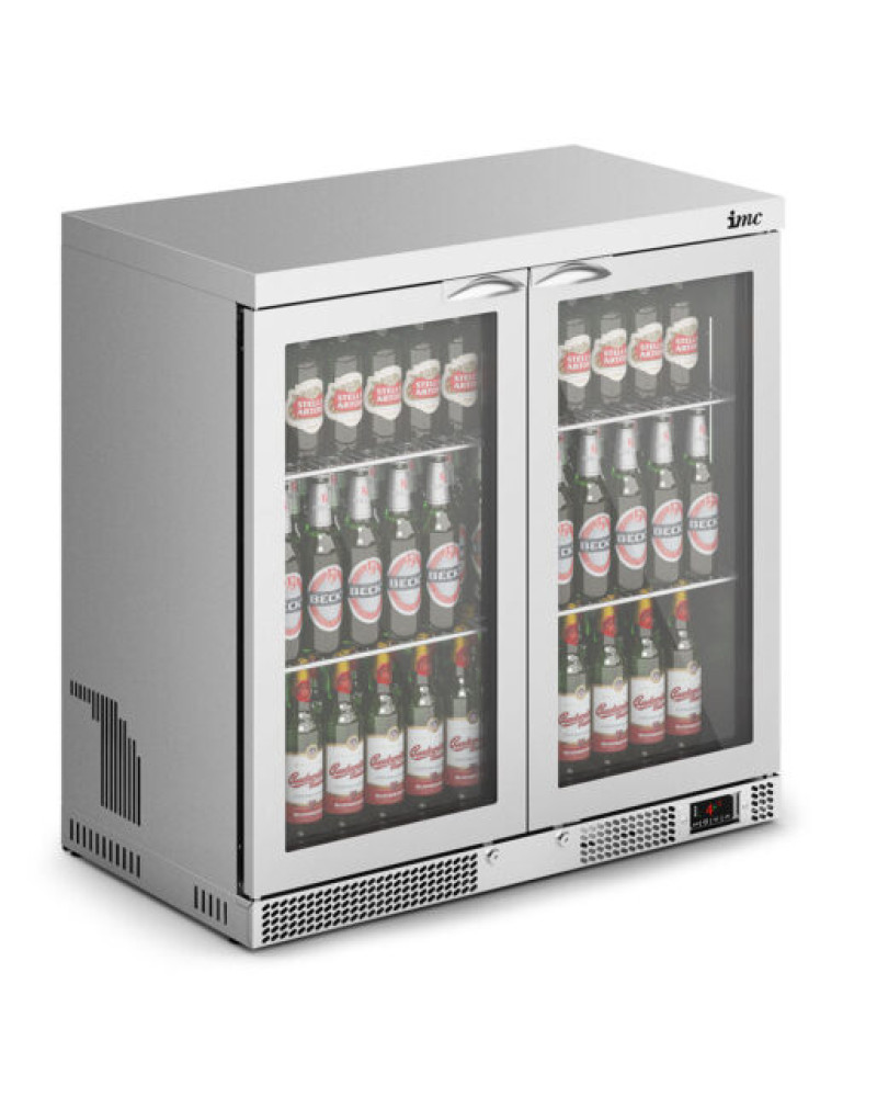 F77/250 - IMC Mistral M90 Bottle Cooler [Front Load] - Glass Door - Stainless Steel Frame - H 900 mm - W 900 mm - 0.232 kW