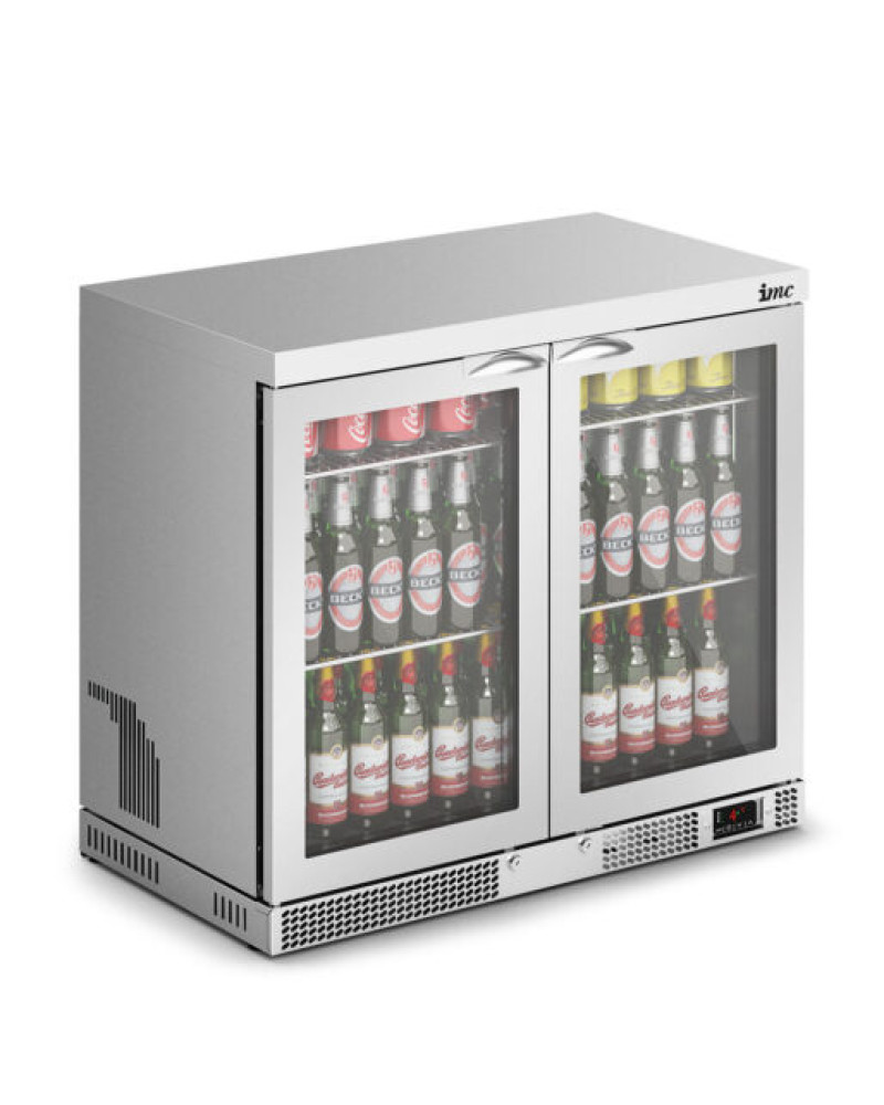 F77/252 - IMC Mistral M90 Bottle Cooler [Front Load] - Glass Door - Stainless Steel Frame - H 800 mm - W 900 mm - 0.232 kW