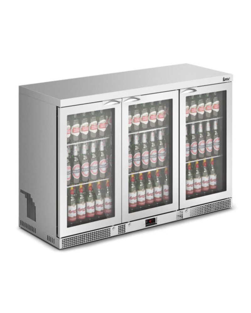 F77/350 - IMC Mistral M135 Bottle Cooler [Front Load] - Glass Door - Stainless Steel Frame - H 900 mm - W 1350 mm - 0.357 kW