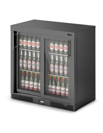 F77/700/BS - IMC Mistral M90 Bottle Cooler [Front Load] - Sliding Glass Doors - Black Painted Frame - H 900 mm - W 900 mm - 0.46 kW