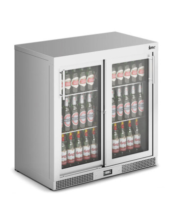 F77/700/SS - IMC Mistral M90 Bottle Cooler [Front Load] - Sliding Glass Doors - Stainless Steel Frame - H 900 mm - W 900 mm - 0.46 kW