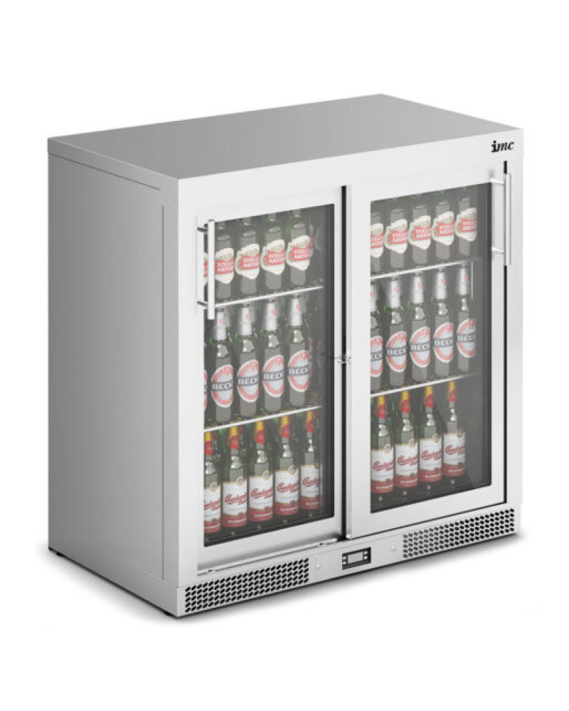 F77/700/SS - IMC Mistral M90 Bottle Cooler [Front Load] - Sliding Glass Doors - Stainless Steel Frame - H 900 mm - W 900 mm - 0.46 kW