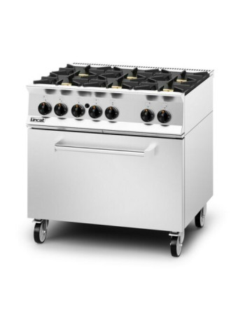 OG8002/N/DD - Lincat Opus 800 Natural Gas Free-standing Oven Range [Drop-Down Door] - 6 Burners - W 900 mm - 55.0 kW