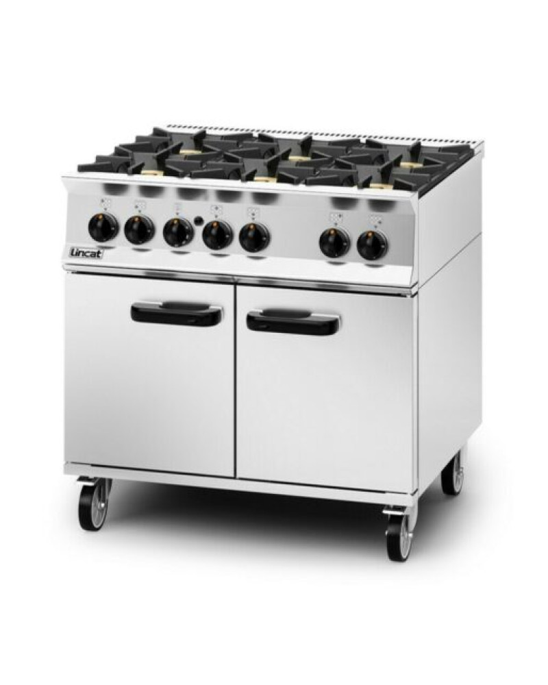 OG8002/N - Lincat Opus 800 Natural Gas Free-standing Oven Range - 6 Burners - W 900 mm - 55.0 kW
