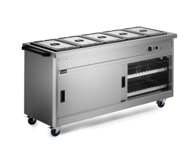 P6B5 - Lincat Panther 670 Series Free-standing Hot Cupboard - Bain Marie Top - 5GN - W 1855 mm - 5.2 kW