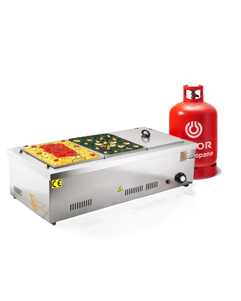 3 Pot/Pan LPG GAS Table/Counter-top WET Bain Marie