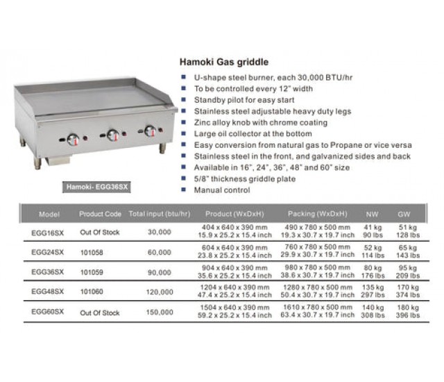 101059 - Gas Countertop Griddle Triple Control