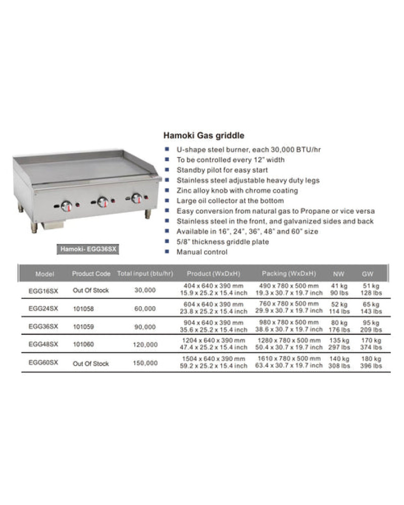 101059 - Gas Countertop Griddle Triple Control 101059 - Gas Countertop Griddle Triple Control