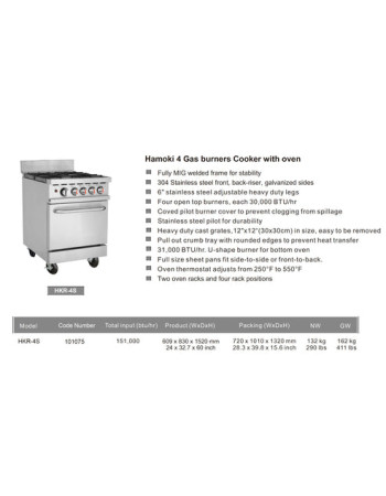 101075-Hamoki Gas Range 4 Burner with Oven HKR-4S 101075-Hamoki Gas Range 4 Burner with Oven HKR-4S