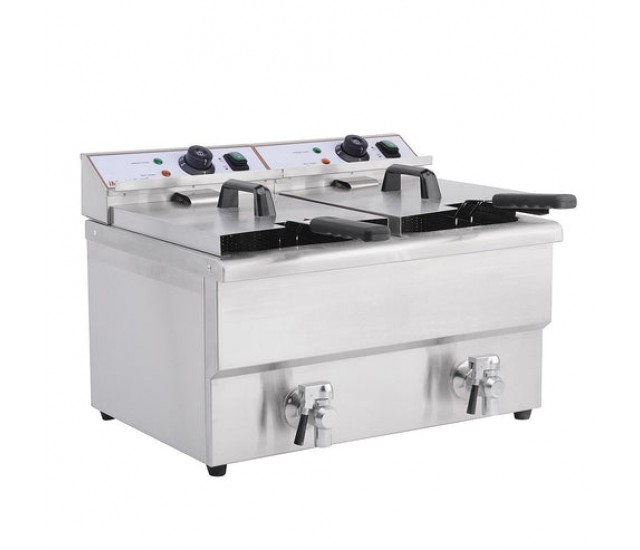161006 Countertop Electric Fryer - 2 x 8 Litre Twin Tank with Tap