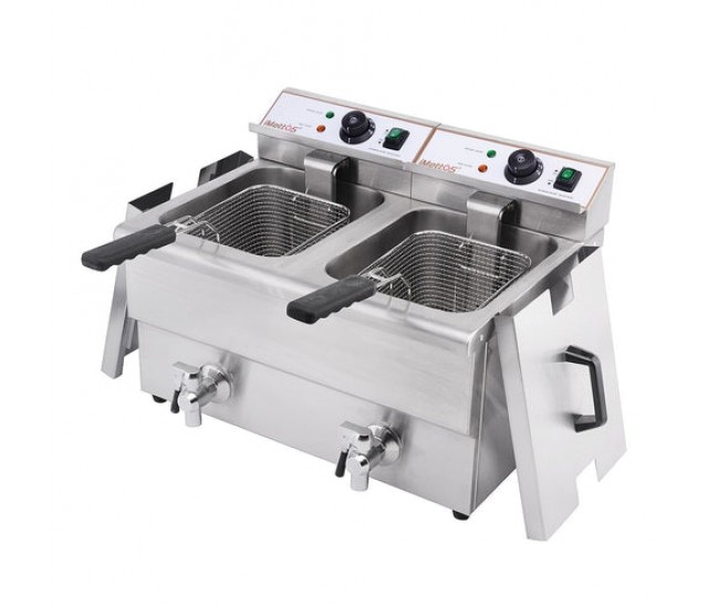161006 Countertop Electric Fryer - 2 x 8 Litre Twin Tank with Tap